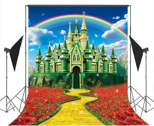 6x8FT Rainbow Floral Castle Backdrop for Baby Shower Birthday Party Photography