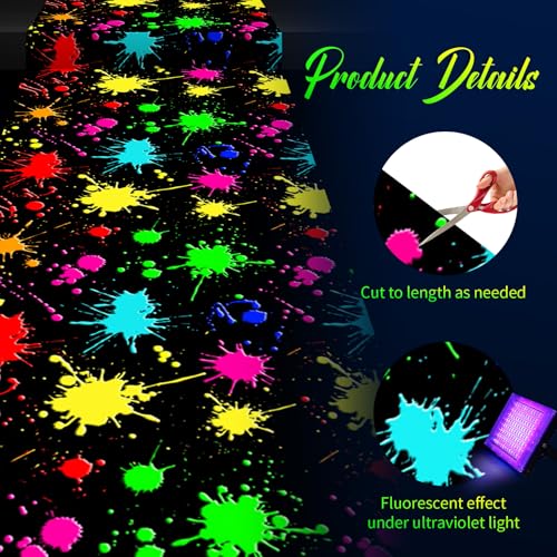 Halloween Glow in The Dark Neon Floor Carpet Splash Ink - 138x59 Inches