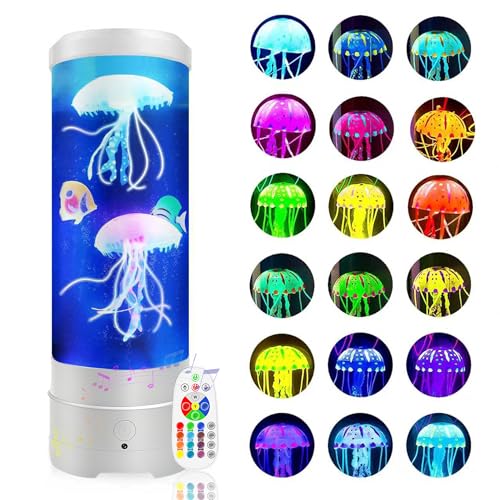Jellyfish Lamp with Bluetooth Speaker - White, 17 Colors & 4 Modes, USB Powered