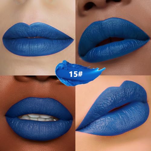 Light Dodger Blue Matte Lipstick - Long Lasting Waterproof Lip & Face Paint, 15 Pack of 1