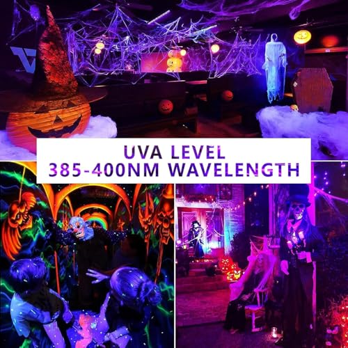Outdoor Black LED Spotlights 15W Waterproof Blacklights for Halloween & Parties - 6 Pack