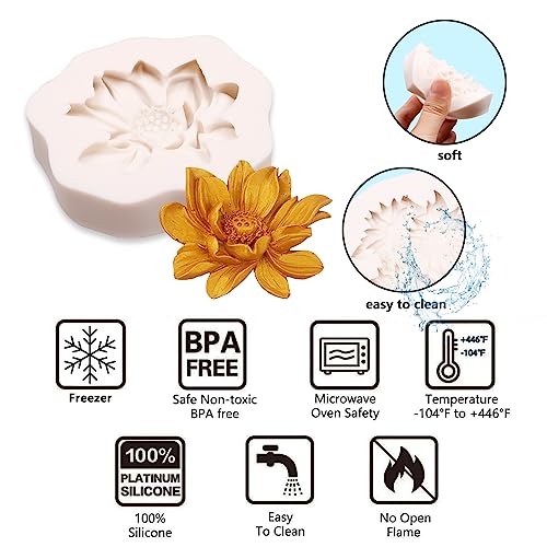 Silicone Cake & Craft Molds Set - 4 Pcs Floral Fondant, Soap & Clay Molds
