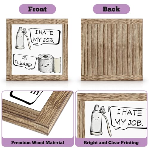 Funny Farmhouse Wooden Bathroom Sign - Rustic Toilet Decor with Variation 005