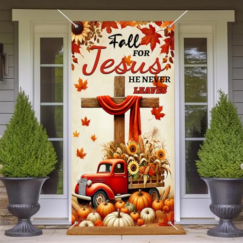 Fall for Jesus Door Banner Christmas Porch Decoration Snowman#11