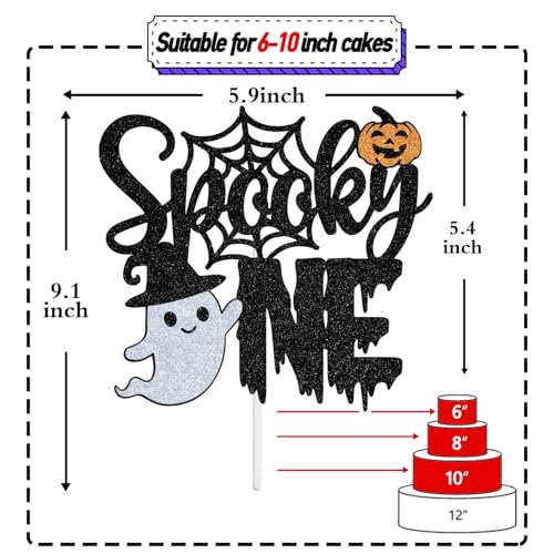 Halloween Baby First Birthday Cake Topper - Spooky Bat Glitter Decoration