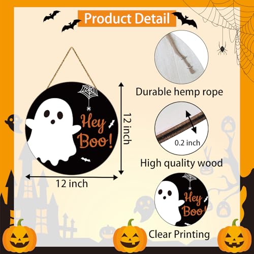 Halloween Door Sign Decor - Cute Ghost Bat Spider Web Welcome Wreath
