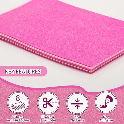 8 Pack Glitter Foam Sheets - Pink 8 x 12 Inch Craft Sheets - Variation of THIS listing