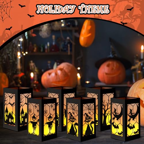Halloween Lantern Table Decor Set - 12pcs Glowing Centerpieces with Yellow Light - Variation of THIS listing