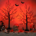 Orange Variation 2-Pack 24-Inch Black Halloween Tree with Orange Lights - Indoor Spooky Decor