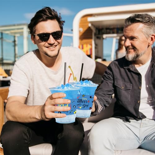 Father's Day Party Cups - 50 Count 12 oz Plastic Drinkware for Dad Celebration