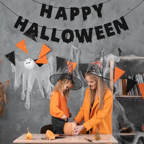 Halloween Banner with Glitter Dripping Letters - Spooky Party Decor