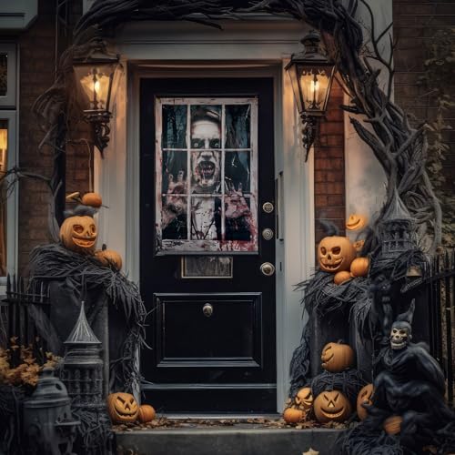 Halloween Window Decorations Scary Vampire Curtain - 32x47 Inches