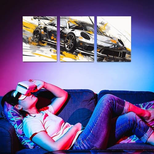 Car Poster Abstract Graffiti Supercar Wall Art for Boys Bedroom 12x16 Inches - Sports Car Variation