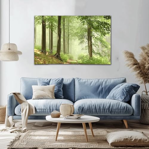Serene Foggy Forest Canvas Wall Art - Tree & Mountain Landscape, 24x36 Inches