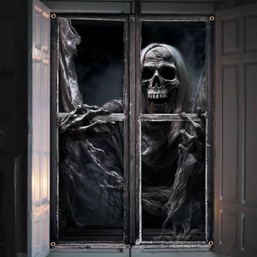 Halloween Horror Skull Window Curtain - Spooky Halloween Party Decoration - Variation: Halloween-1