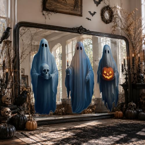 34-Inch Halloween Spooky Ghost Window Cling Decal - Extra Large, Reusable, Double-Sided Decoration - Variation: Spooky Ghosts