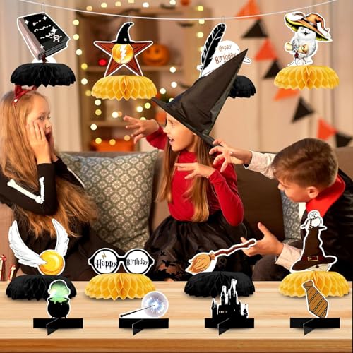 12PCS Magic Wizard Honeycomb Table Decorations for Birthday Halloween Party