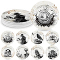 Retro Halloween Dinnerware Set - 8 Plates with Spooky Designs, Party Tableware