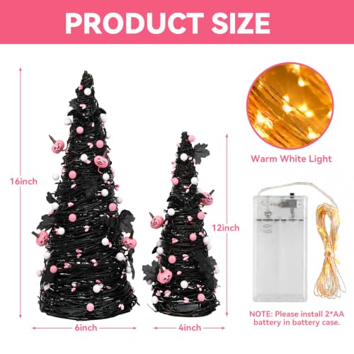 Pink Lighted Halloween Tree - Black Halloween Decorations for Home - Variation of THIS listing