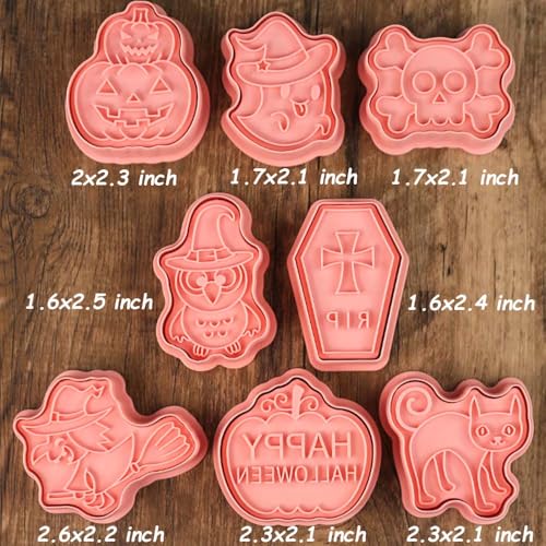 Mini Halloween Cookie Cutters & 3D Stamps Set with Pumpkin Ghost Witch Cat - Halloween-2