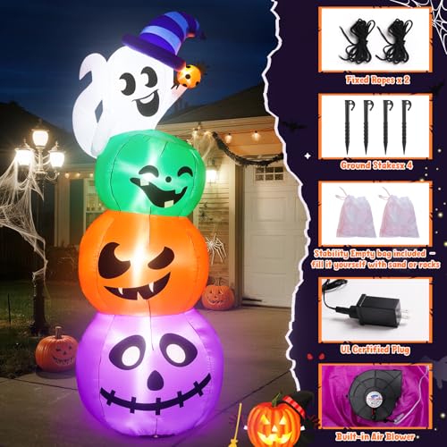 Giant 8.8FT Halloween Inflatable Ghosts and Pumpkins Yard Decor with Lights