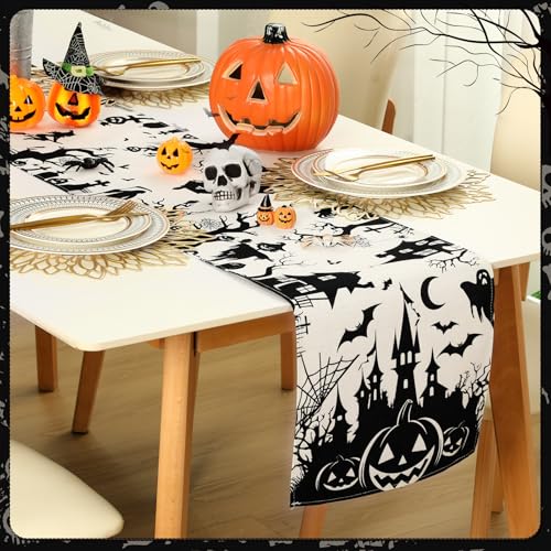 Halloween Table Runner 2 Pack Spooky Haunted Style 13 x 72 Inch Linen Decor