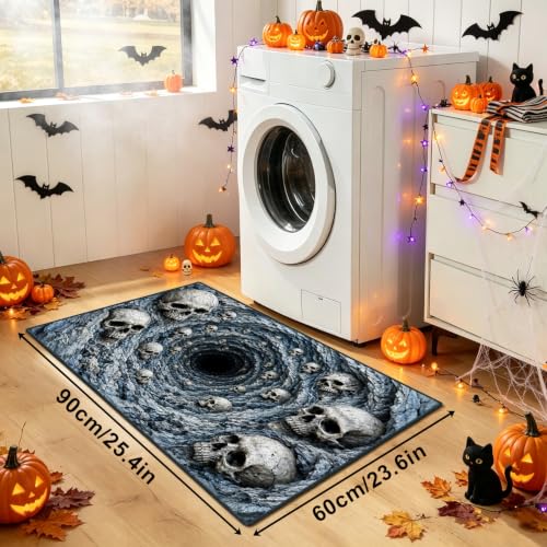 Halloween Skeleton Area Rug 2x3 Entryway Rug Skull Cave Door Mat - Indoor/Outdoor