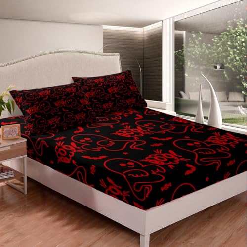 Halloween Ghost Full Size Bedding Set - Cartoon Bed Sheets for Kids Boys Girls - Halloween 11 / Full Variation