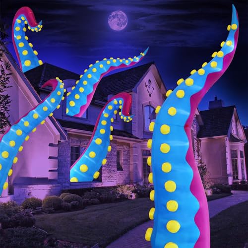 Giant Inflatable Octopus Tentacle Halloween Decor with Lights - Style C - 11.5FT Tall Outdoor Prop
