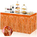 Orange Foil Fringe Table Skirt 29x108 Inch Party Decorations 3 Pack