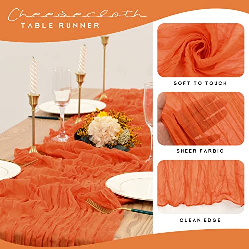 Orange Cheesecloth Table Runner 35x120in - Set of 12 for Wedding & Party Decor