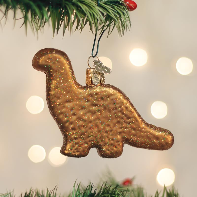 Dinosaur Chicken Nugget Glass Christmas Ornament Handcrafted Holiday Decor