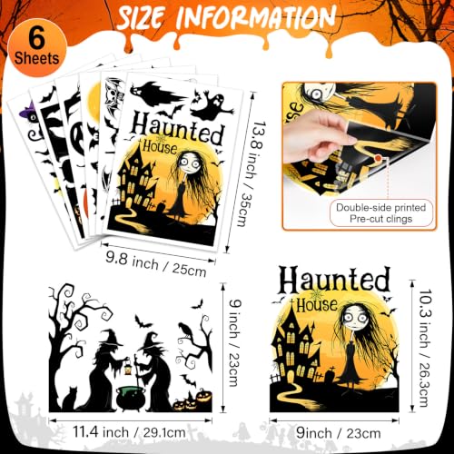 Halloween Window Decals Double-Sided Ghosts Witches Bats Haunted House Decor