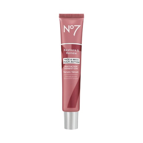 No7 Restore & Renew Multi Action Serum - Anti-Aging Face & Neck Treatment with Collagen Peptides & Hyaluronic Acid (1.69 Oz)