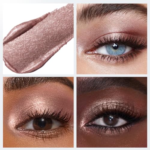 HOSAILY Caramel Brown Cream Shimmer Eyeshadow Stick - Subtle Metallic Eye Crayon for Women - Waterproof & Smudge Proof - Variation #14