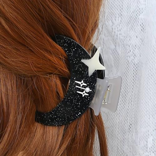 Black Star Moon Hair Clip - Acetate Claw Hair Accessories for Women