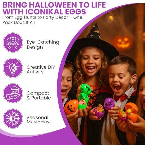 72-Pack Halloween Plastic Eggs Treat Containers for Party Decorations