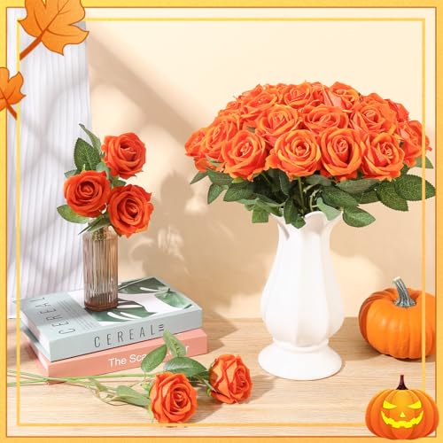 Artificial Orange Velvet Flowers Bouquet - 36 Pcs for Wedding & Decor - Variation of THIS listing