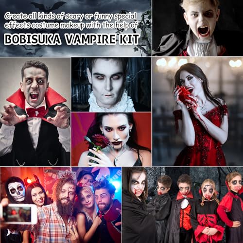 Vampire SFX Makeup Kit with Teeth, Blood, & Foundations - Halloween Costume & Stage