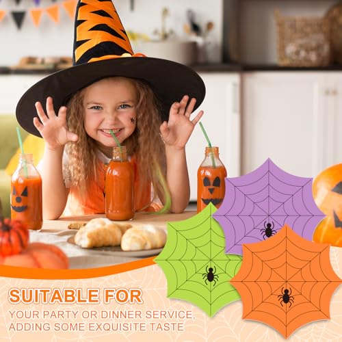 Halloween Paper Placemat Set - Spiderweb Design, 13 Inch, 48 Pack