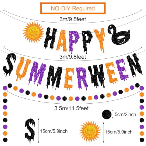 Summer Halloween Banner Set with Hanging Swirls and Paper Decorations