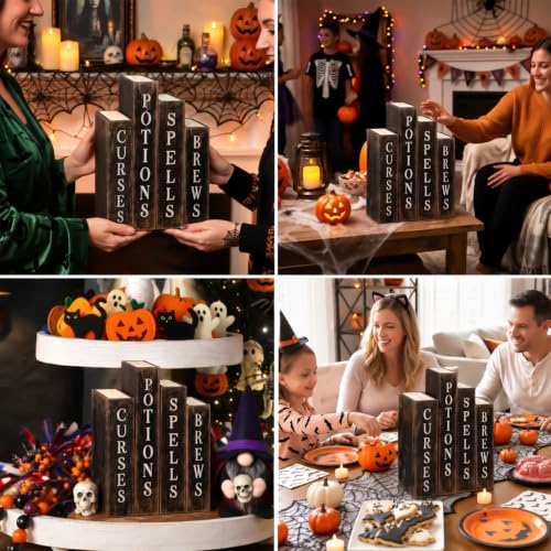 Halloween Spell Potion Sign Wooden Book Set - Spells 2 Variation