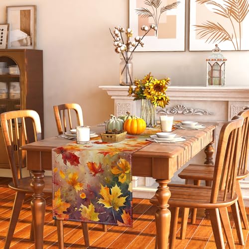 Rvsticty Fall Table Runner 13x72 Inches Autumn Thanksgiving Home Decor