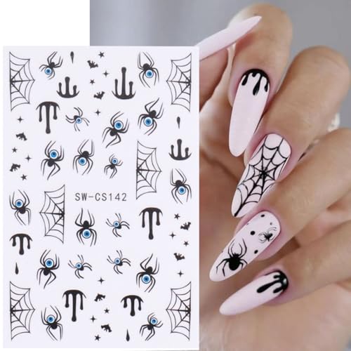 Halloween Nail Art Stickers Set - 3D Ghost Spider Web Pumpkin Skull Decorations for DIY Manicure