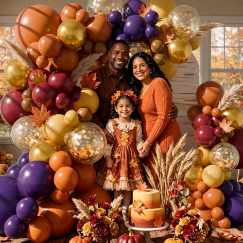 Fall Balloon Arch Kit for Birthday Party Thanksgiving Wedding Decorations - Burgundy Red Yellow Orange Purple