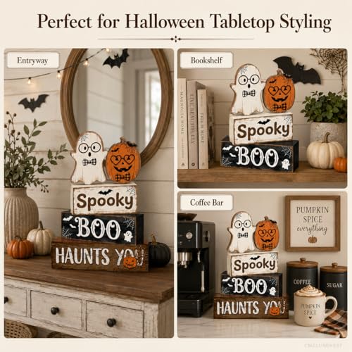 Halloween Pumpkin Ghost Decor Indoor - Boo Variation, Farmhouse Halloween Decorations