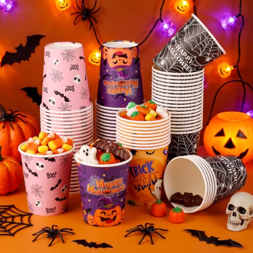 Halloween Ghost Paper Cups 9 oz - 100 Pack for Parties & Events