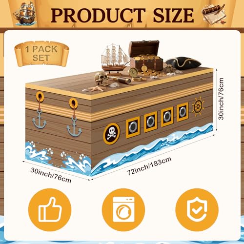 Pirate Party Tablecloth 72x30 Inch Nautical Ship Design for Kids & Adults - Pirate Variation