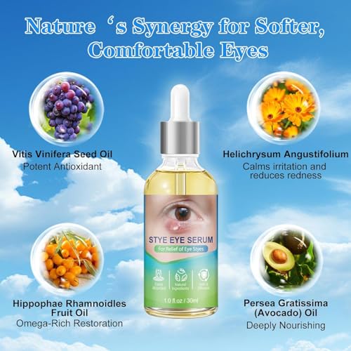 Stye Eye Relief Serum Natural Eyelid Drops for Styes Blepharitis & Chalazion Fast-Acting Relieve Eye Irritation Redness & Swelling Gentle Formula 1.01 Fl oz/30 Ml