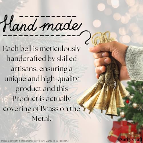15 Pcs Rustic Jingle Bell Clusters on Rope - Handmade Christmas Decor Set